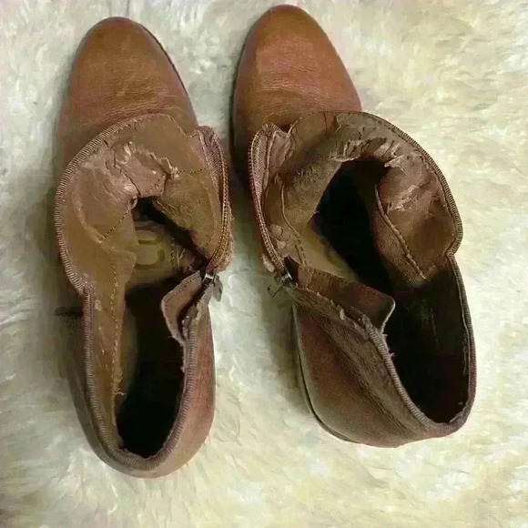 SAM EDELMAN Petty Brown Leather Low Heel Zip Ankle Boots - Picture 7 of 9